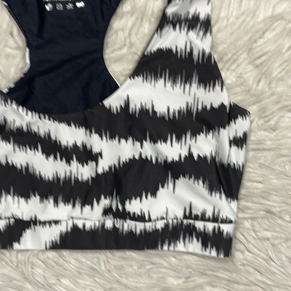NWT Terez Black White Zebra Patterned Swim Bikini Top